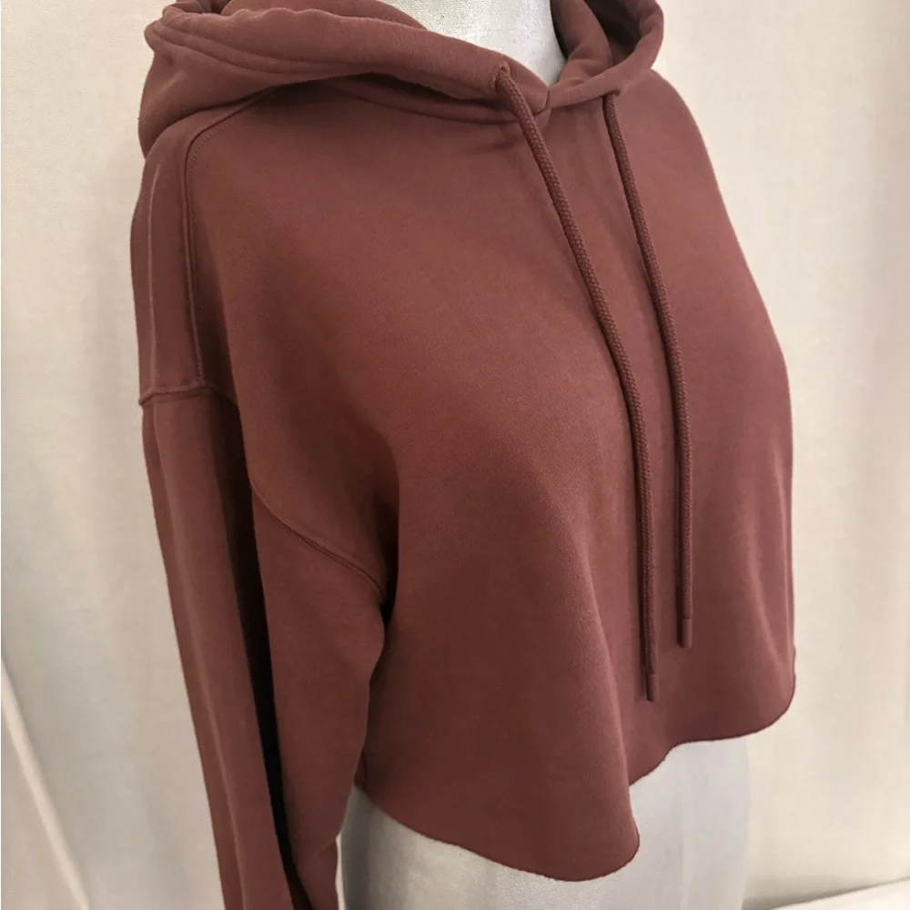 Fabletics Cozy Fleece Cropped Hoodie Chocolate Brown Oversized XS (Fits S) NWOT - Picture 8 of 12